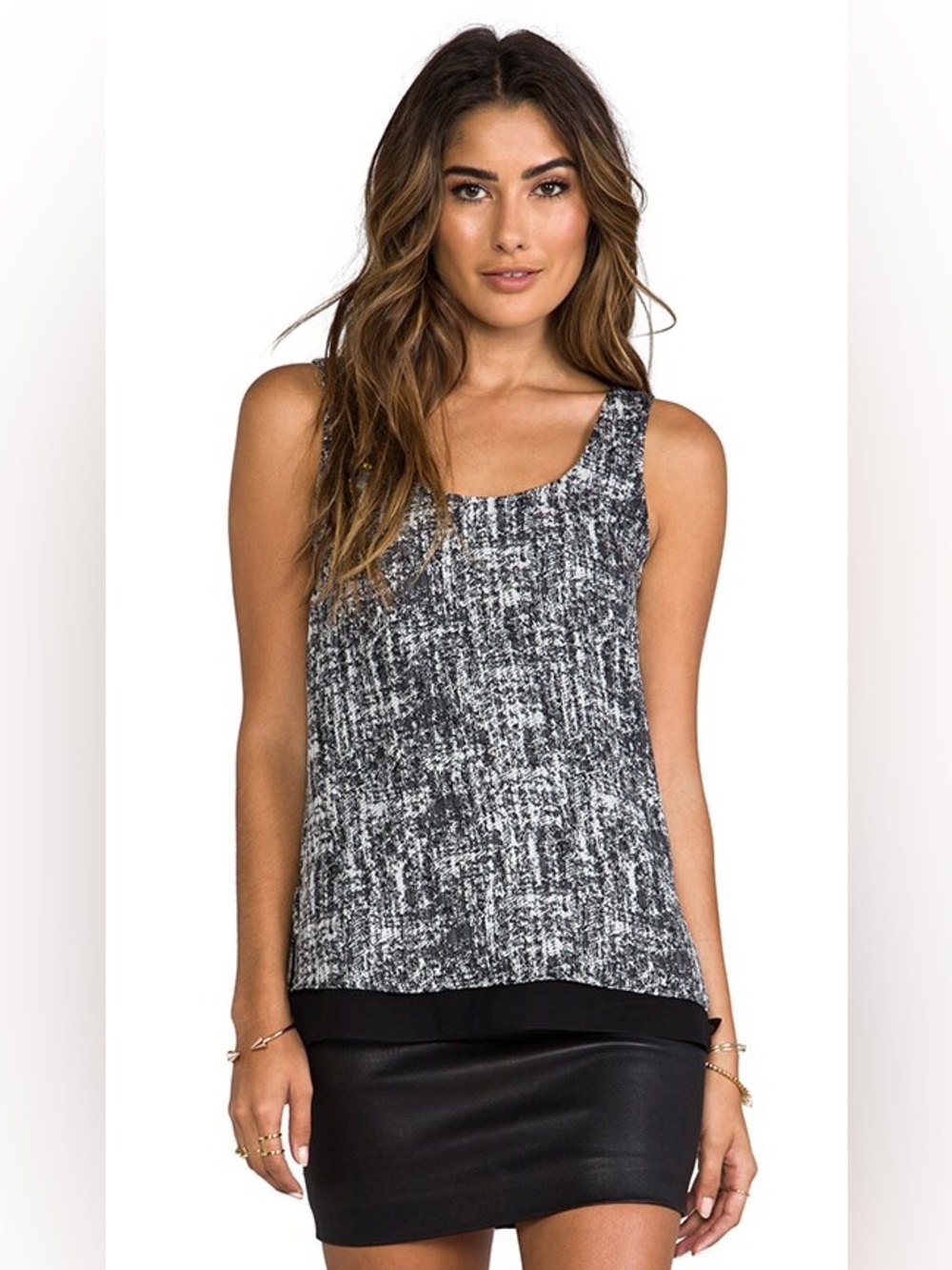 VINCE 100% Silk Double Layer Tank